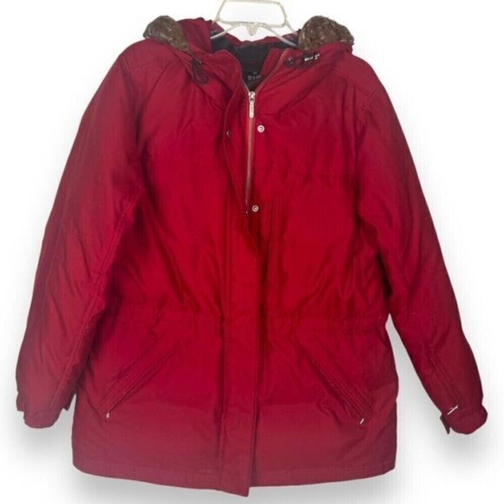 Vintage Y2K Ralph Lauren Red Down Filled Coat Womens Size Medium Cozy Warm Snow